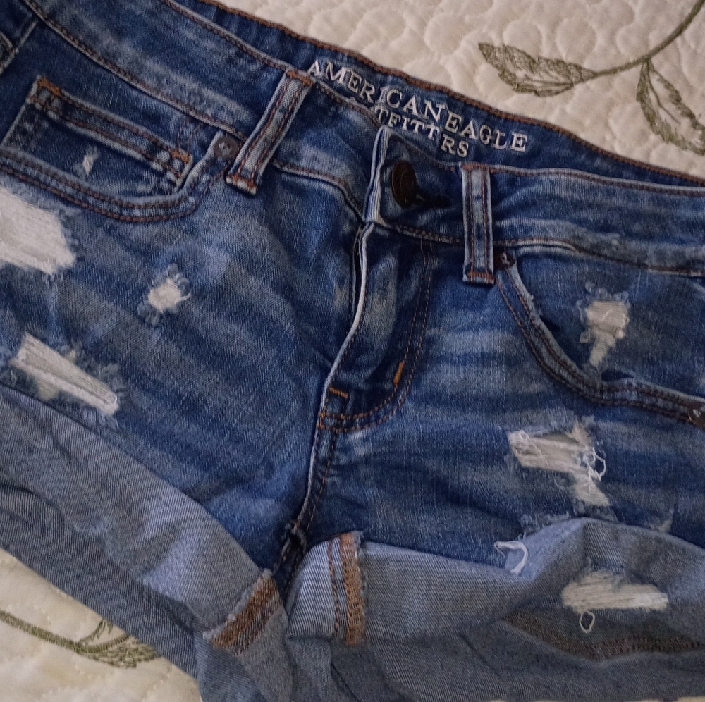 Vintage Y2K AE American Eagle Outfitters AEO Women's Booty Min Shorts Low Rise 4
